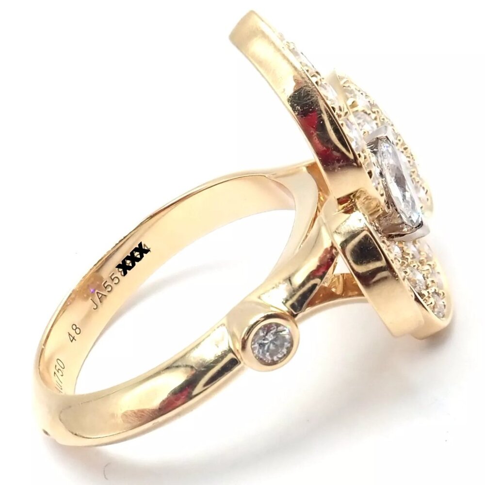 Authentic! Van Cleef & Arpels 18k Yellow Gold Diamond Two Butterfly Ring Cert. - Picture 3 of 10